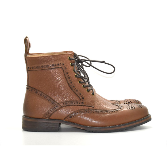 B4 NEW MARC NOLAN Belmont Tan Leather Wingtip Brogue Lace Up Boot Shoes Size 9 main image 7